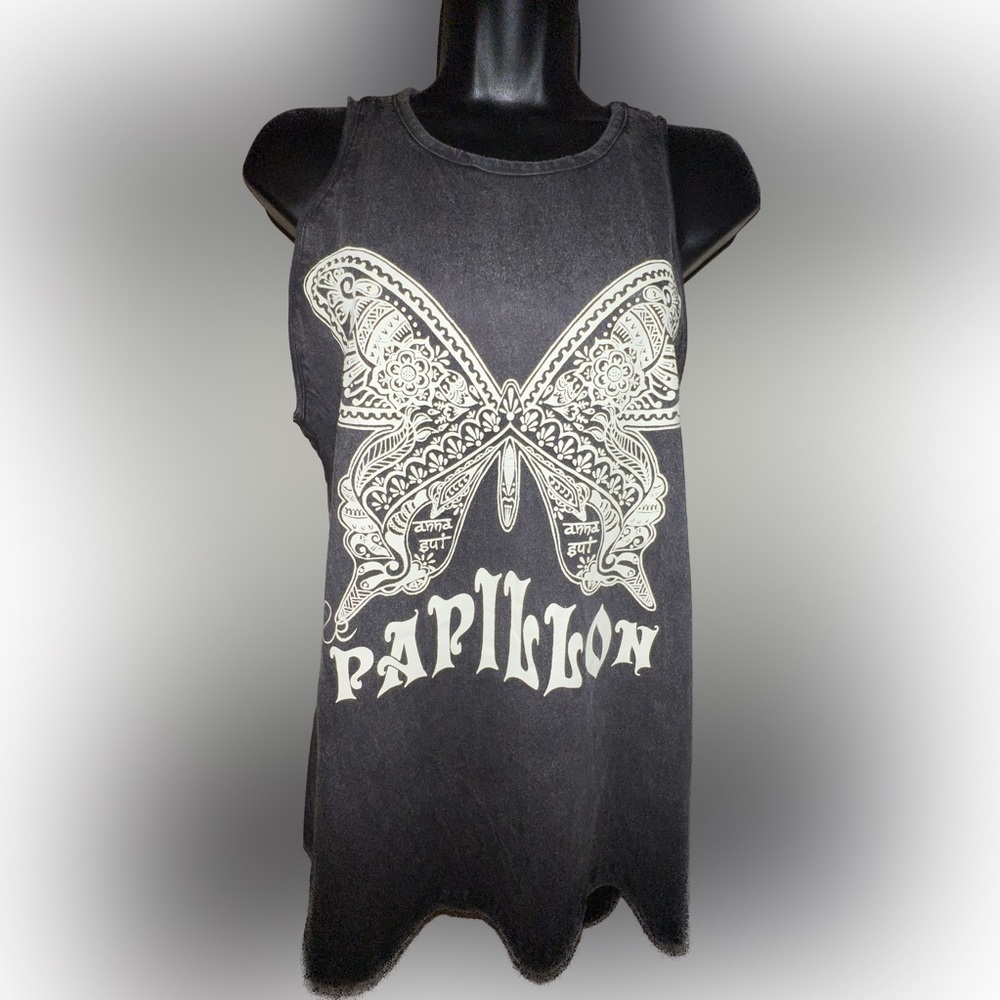 O’Neill Anna Sui flutter Tank Top Distressed Black Women, Size Small
